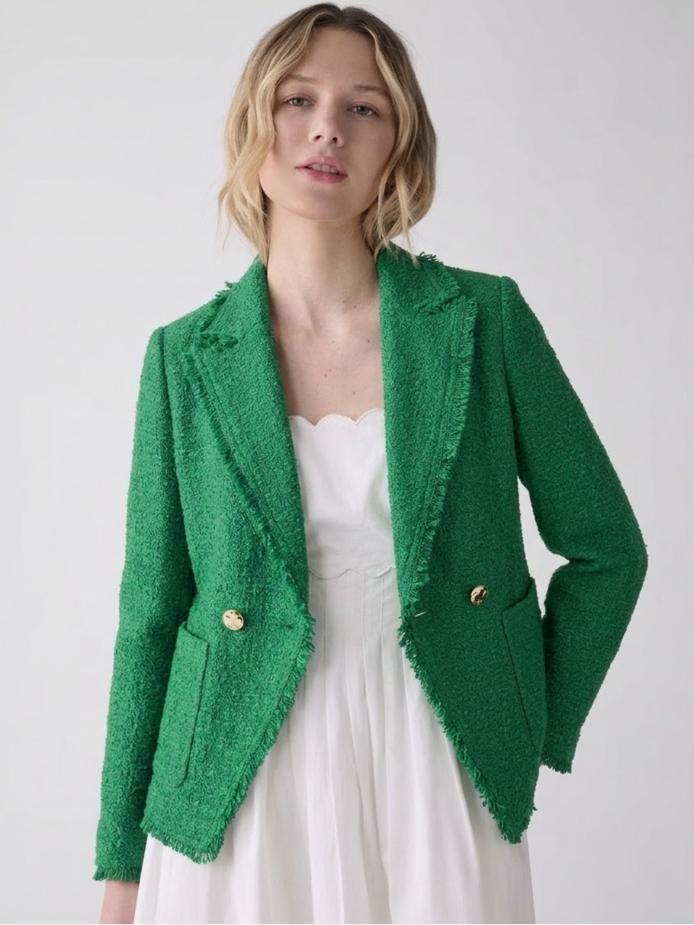 KATE SPADE Women's Sequin Tweed Blazer - Green, Sz 4